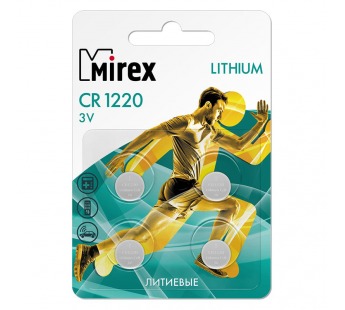 Элемент питания Mirex CR1220  3V  4 шт (4/216/648), ecopack#2116226