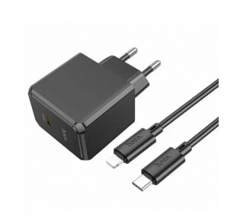 Блок питания сетевой 1 Type-C HOCO CS13A Ocean, PD20Вт, QC3.0, кабель Type-C - 8-pin, цвет: чёрный (1/28/168)#2119842
