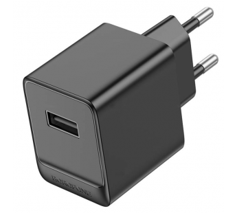 Блок питания сетевой 1 USB Borofone BAS11A Erudite, пластик, 2.1A, цвет: чёрный (1/76/304)#2119828