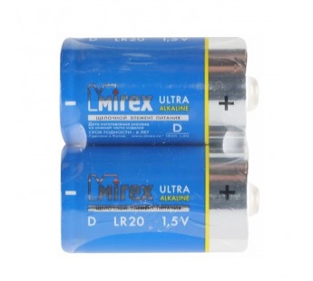 Элемент питания Mirex LR20 / D 1,5V  2 шт (2/12/96), shrink#2117731