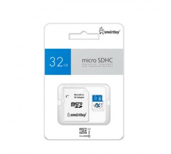 Карта памяти MicroSD 32GB Smart Buy Class 10 UHS-I синие + SD адаптер#2117164