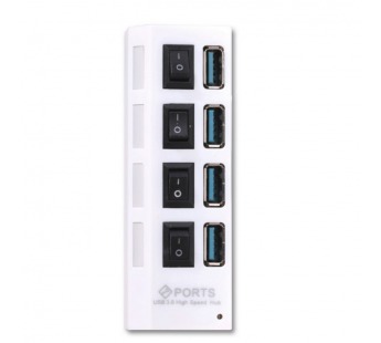 USB 3.0 хаб с выключателями, 4 порта, СуперЭконом, белый, SBHA-7304-W#2115044