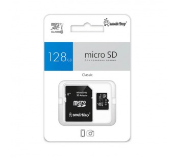 micro SDXC карта памяти Smartbuy 128GB UHS-I BLUE (с адаптером SD)#2129663