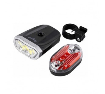 Фонарь велосипедный, набор, передний белый и задний красный, 3*АAА+2*АAА, выключатель, ABS, Smartbuy#2112225