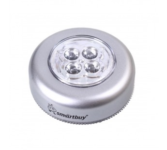 Светодиодный фонарь PUSH LIGHT 1 шт х 4 LED Smartbuy 3AAA, серебристый (SBF-831-S)#2112146