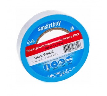 Изолента Smartbuy, 0.13х15мм, 20 метров, белая (SBE-IT-15-20-w)#2112218