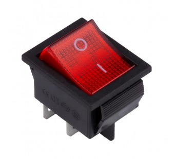 Выключатель клавишный 250В 16А (4с) ON-OFF красный с подсветкой (SBE-16-S31r)#2116640
