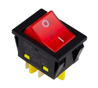 Выключатель клавишный 250В 32А (4с) ON-OFF красный с подсветкой (SBE-32-S31r)#2116642