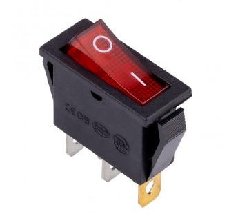Выключатель клавишный 250В 6А (4с) ON-OFF красный  с подсветкой (SBE-06-S34r)#2116644