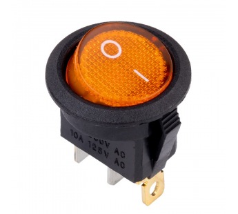 Выключатель клавишный круглый 250В 6А (3с) ON-OFF желтый с подсветкой (SBE-06-S30y-rp)#2116649