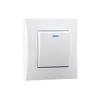 Выключатель 1-клавишный с индикатором 10А белый "Вега" (SBE-08w-10-SW1-1)#2116280