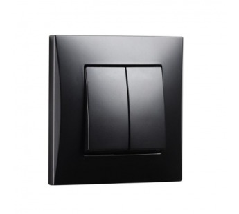 Выключатель 2-клавишный 10А черный "Вега" (SBE-08b-10-SW2-0)#2116283
