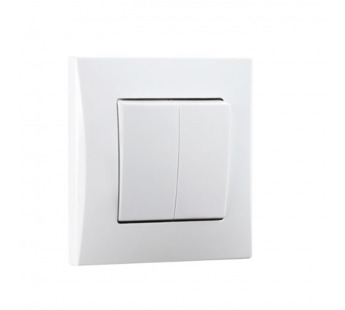 Выключатель проходной 2-клавишный 10А белый "Вега" (SBE-08w-10-SW22-0)#2116289