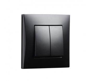 Выключатель проходной 2-клавишный 10А черный "Вега" (SBE-08b-10-SW22-0)#2116290