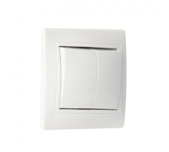 Выключатель 2-клавишный 10А белый, керамика "Венера" (SBE-01w-10-SW2-0-c)#2116299