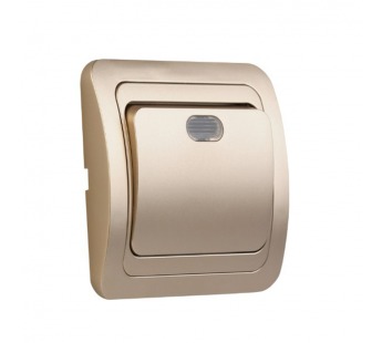 Выключатель 1-клавишный с индикатором 10А шампань "Марс" (SBE-02c-10-SW1-1-c)#2115056