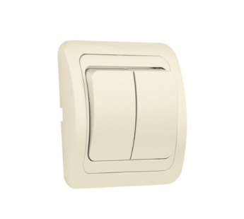 Выключатель 2-клавишный 10А бежевый, керамика "Марс" (SBE-02i-10-SW2-0-c)#2115057