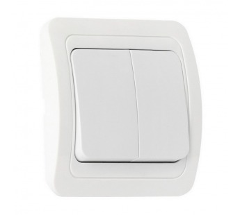Выключатель 2-клавишный 10А белый, керамика "Марс" (SBE-02w-10-SW2-0-c)#2115059