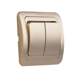 Выключатель 2-клавишный 10А шампань "Марс" (SBE-02c-10-SW2-0-c)#2115062
