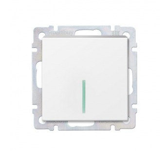 Выключатель 1-клавишный с индикатором 10А белый "Нептун" (SBE-05w-10-SW1-1)#2115082