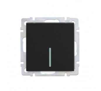Выключатель 1-клавишный с индикатором 10А черный "Нептун" (SBE-05b-10-SW1-1)#2115084