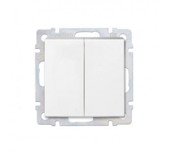 Выключатель 2-клавишный 10А белый "Нептун" (SBE-05w-10-SW2-0)#2115086