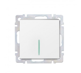 Выключатель проходной 1-клавишный с индикатором 10А белый "Нептун" (SBE-05w-10-SW12-1)#2114273