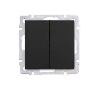 Выключатель проходной 2-клавишный 10А черный "Нептун" (SBE-05b-10-SW22-0)#2114277