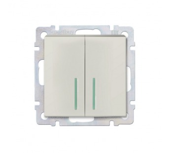 Выключатель проходной 2-клавишный с индикатором 10А бежевый "Нептун" (SBE-05i-10-SW22-1)#2114278