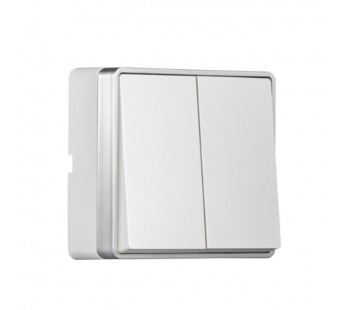 Выключатель 2-клавишный 10А белый "Сириус" (SBE-07w-10-SW2-0)#2114982