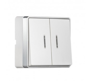 Выключатель 2-клавишный с индикатором 10А белый "Сириус" (SBE-07w-10-SW2-1)#2114984