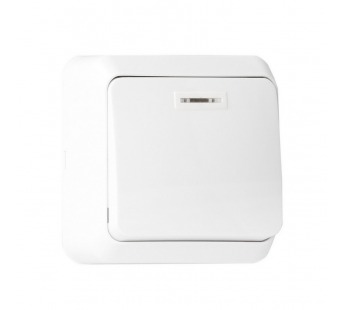 Выключатель 1-клавишный с индикатором 10А белый "Юпитер" (SBE-03w-10-SW1-1)#2114996