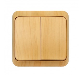 Выключатель 2-клавишный 10А светлое дерево "Юпитер" (SBE-03lw-10-SW2-0)#2114997