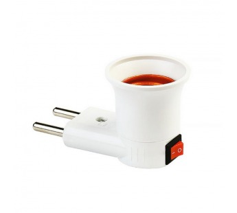 Переходник вилка-Е27 с выключателем, белый (SBE-A-L-E27)#2115006
