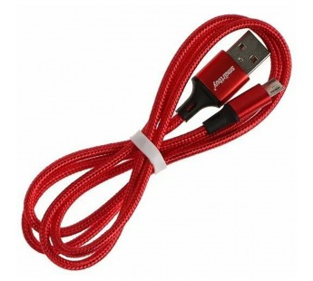 Кабель для зарядки и передачи данных S14 MicroUSB красный/черн., 3 А, 1 м, Smartbuy (iK-12-S14rb)#2111914