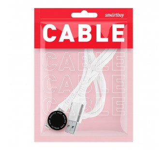 Дата-кабель Smartbuy 8pin кабель в резин. оплетке Gear, 1м. мет.након., <2А, бел.(iK-512ERG white)#2112253