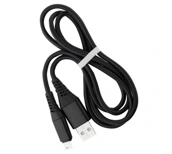 Дата-кабель Smartbuy 8pin кабель в резин. оплетке Gear, 1м. мет.након., <2А, черн.(iK-512ERG black)#2112251