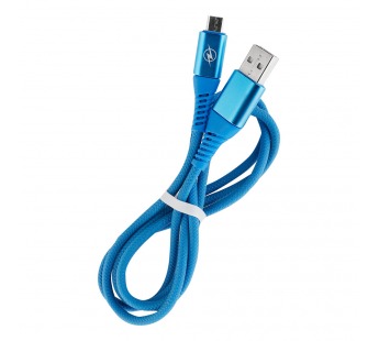 Дата-кабель Smartbuy Micro кабель в резин. оплетке Gear,1м. мет.након., <2А, син.(iK-12ERG blue)/100#2111958