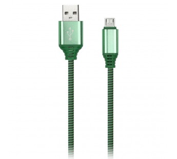 Дата-кабель Smartbuy MicroUSB кабель в нейлон. оплетке Socks, 1 м., <2А, зелен.(iK-12NS green)/100#2111948