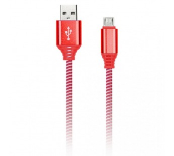 Дата-кабель Smartbuy MicroUSB кабель в нейлон. оплетке Socks, 1 м., <2А, красн.(iK-12NS red)#2111947