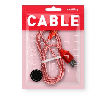 Дата-кабель Smartbuy Type C кабель в нейлон. оплетке Socks, 1 м., <2А, красный (iK-3112NS red)/100#2111951