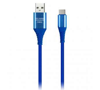Дата-кабель Smartbuy Type C кабель в рез. оплет. Gear, 1м. мет.након.,<2А, син.(iK-3112ERG blue)/100#2112274