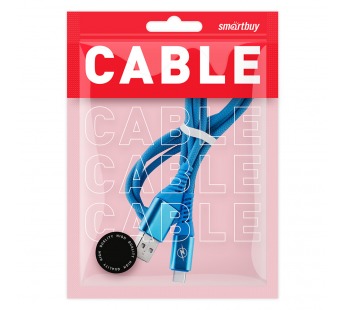 Дата-кабель Smartbuy Type C кабель в рез. оплет. Gear, 1м. мет.након.,<2А, син.(iK-3112ERG blue)/100#2112273