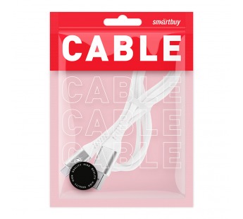 Дата-кабель Smartbuy Type C кабель в рез.оплет. Gear, 1м. мет.након.,<2А, бел.(iK-3112ERG white)/100#2112271