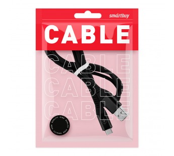 Дата-кабель Smartbuy Type C кабель в рез.оплет. Gear, 1м. мет.након.,<2А,черн.(iK-3112ERG black)/100#2112269