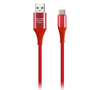 Дата-кабель Smartbuy Type C кабель в рез.оплет. Gear, 1м.мет.након., <2А, красн.(iK-3112ERG red)/100#2112268