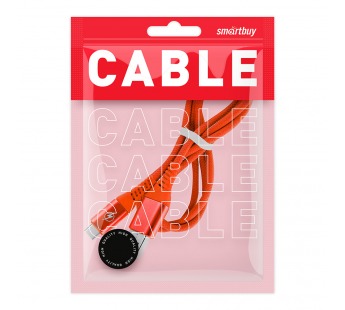 Дата-кабель Smartbuy Type C кабель в рез.оплет. Gear, 1м.мет.након., <2А, красн.(iK-3112ERG red)/100#2112267