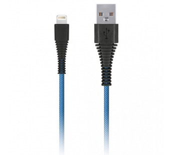 Дата-кабель Smartbuy USB - 8 pin, "карбон", экстрапрочный, 2.0 м, до 2А, синий (iK-520n-2 blue)#2112328