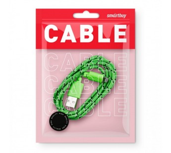 Дата-кабель Smartbuy USB - 8-pin для Apple, нейлон, длина 1 м, зеленый (iK-512n green)#2112255
