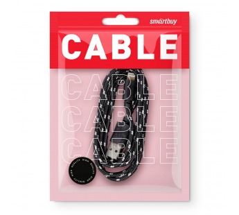 Дата-кабель Smartbuy USB - 8-pin для Apple, нейлон, длина 1 м, черный (iK-512n black)/100#2112248